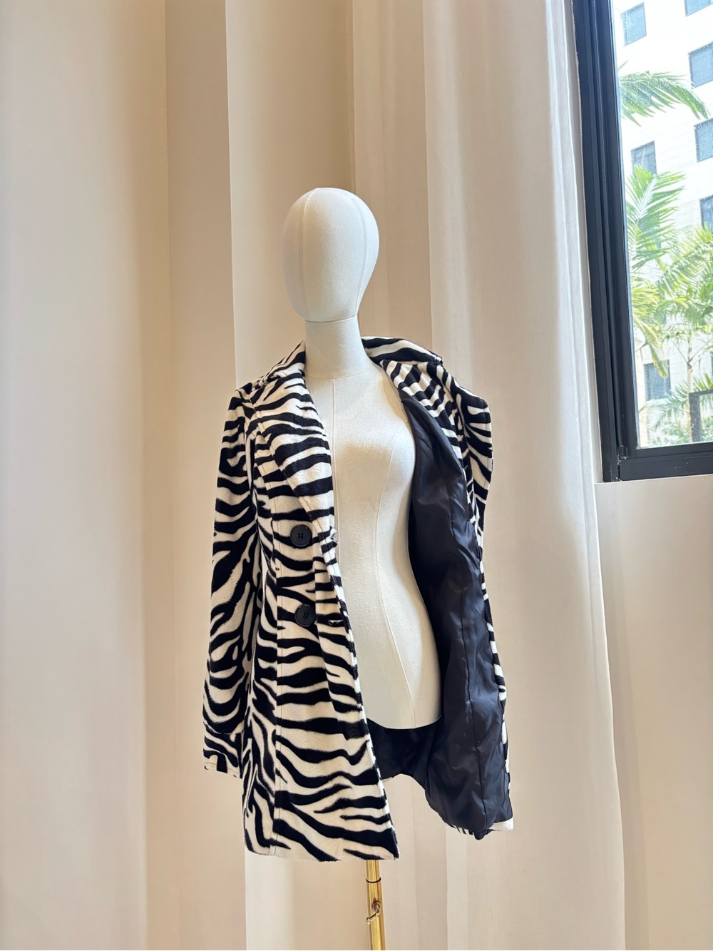 Zebra Print Women's Coat - Black & White